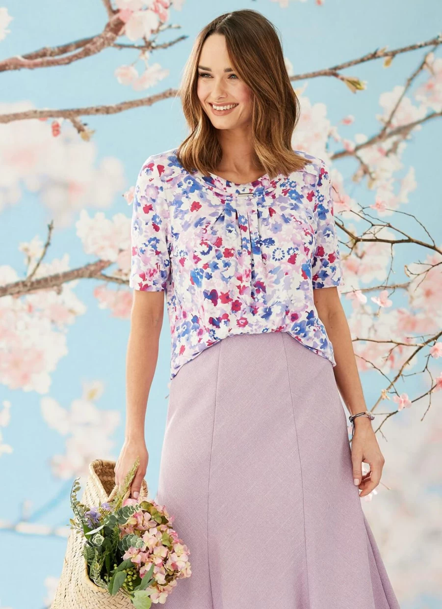 Honor Millburn Women's Floral Print Top - Stylish Casual Blouse for Everyday Wear