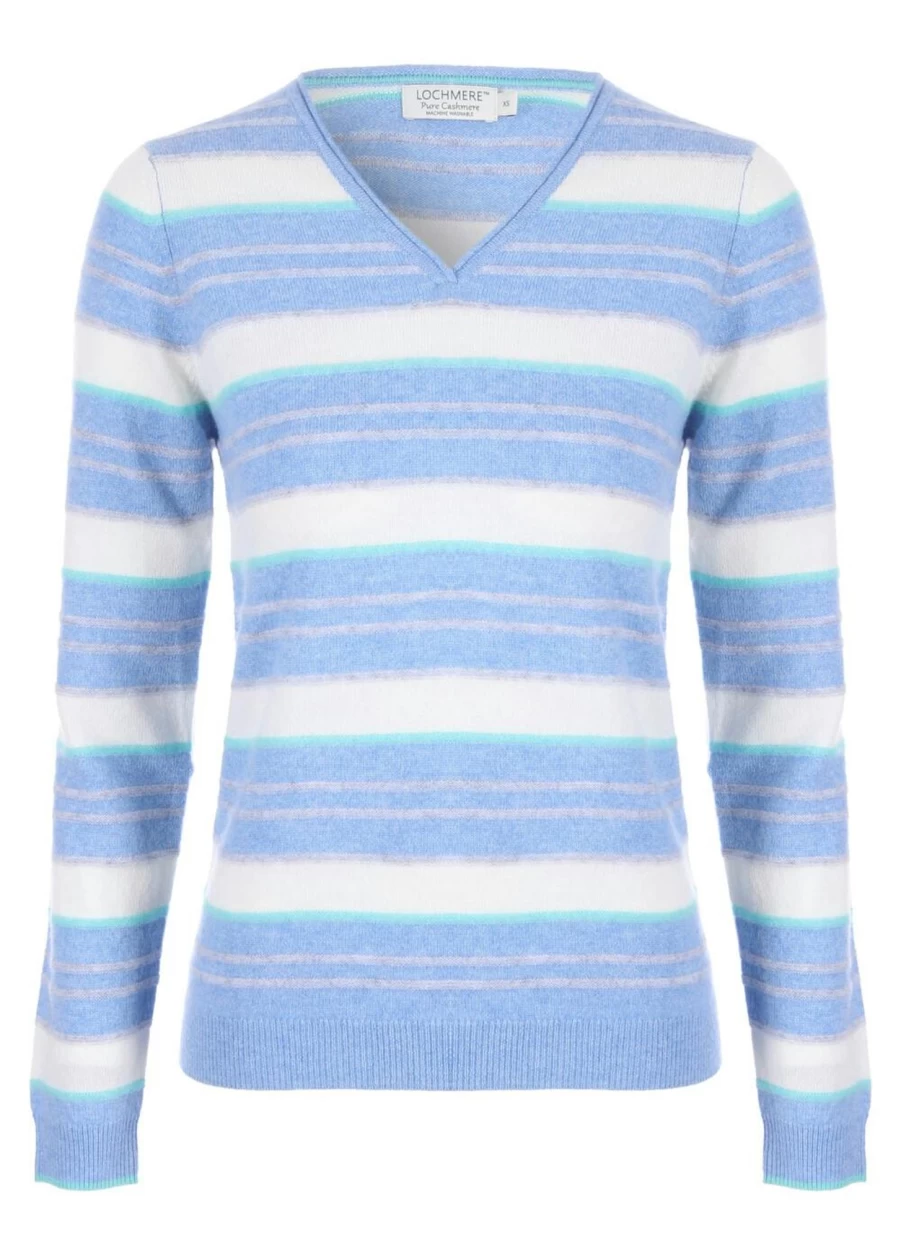 Lochmere Women's Cashmere Striped Jumper - Soft Luxury Knit Sweater