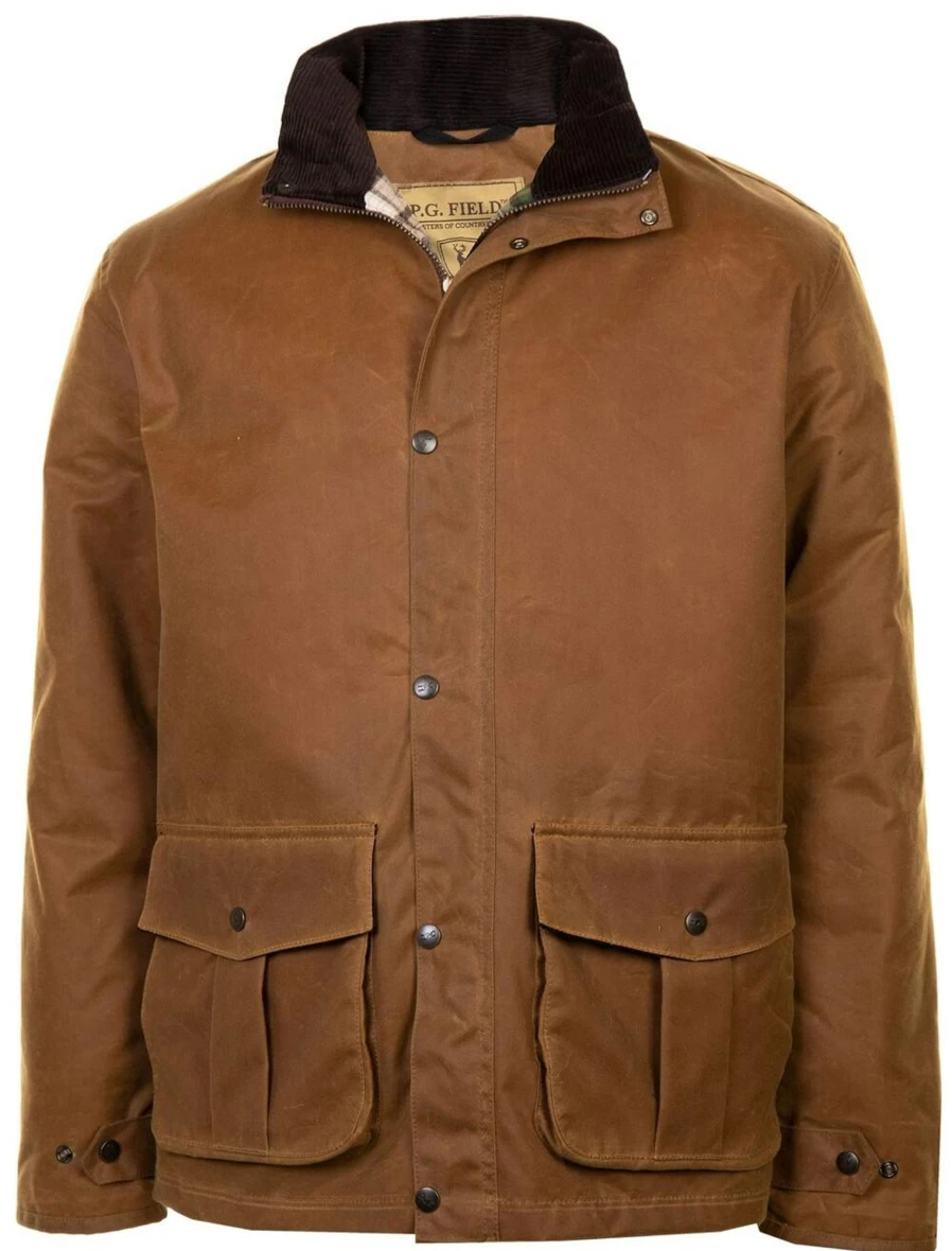 PG Field Men's Wax Jacket in Ochre - Waterproof Outdoor Coat for Men