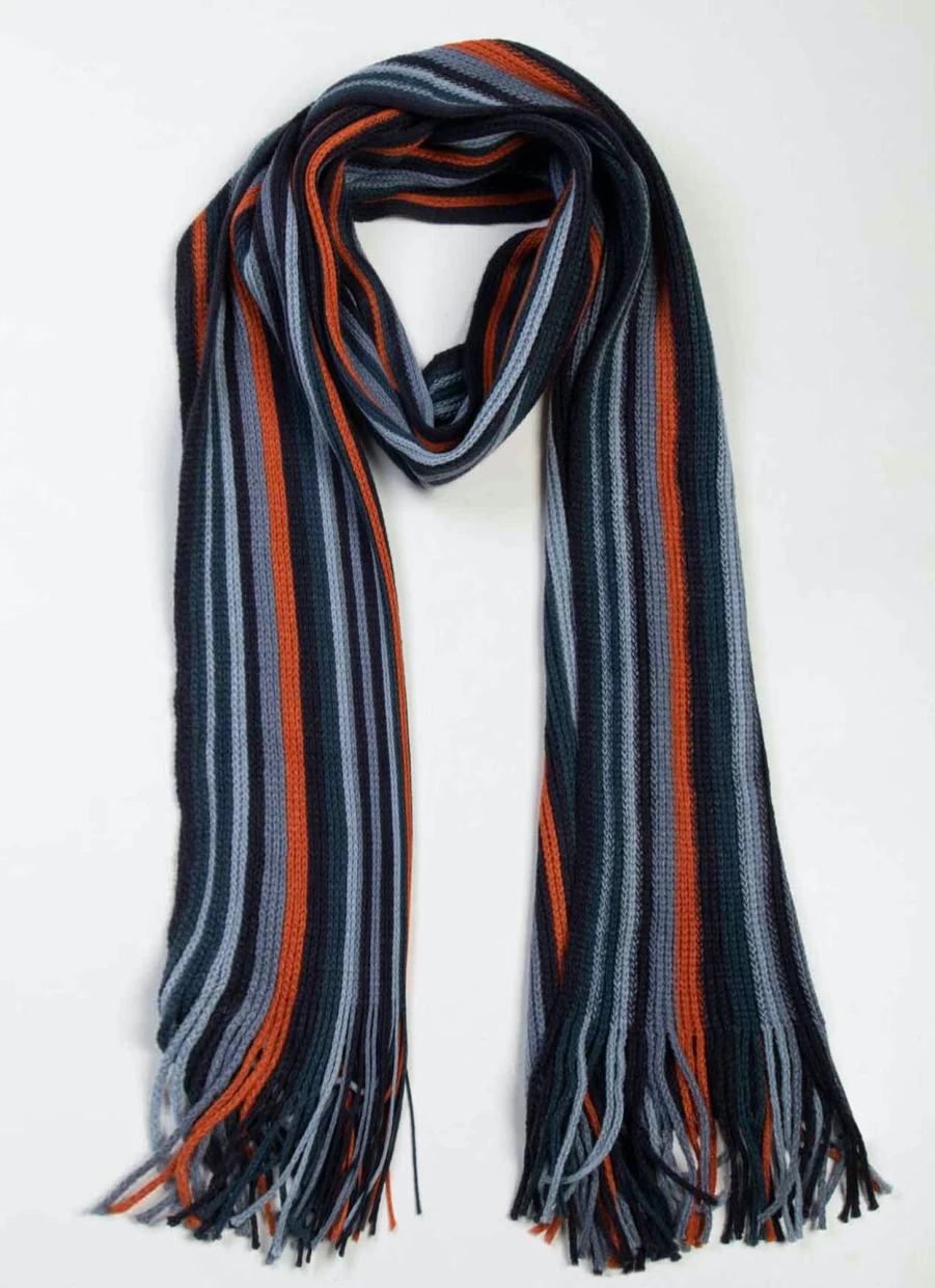 James Pringle Men's Striped Raschel Scarf - Classic Wool Blend Winter Accessory