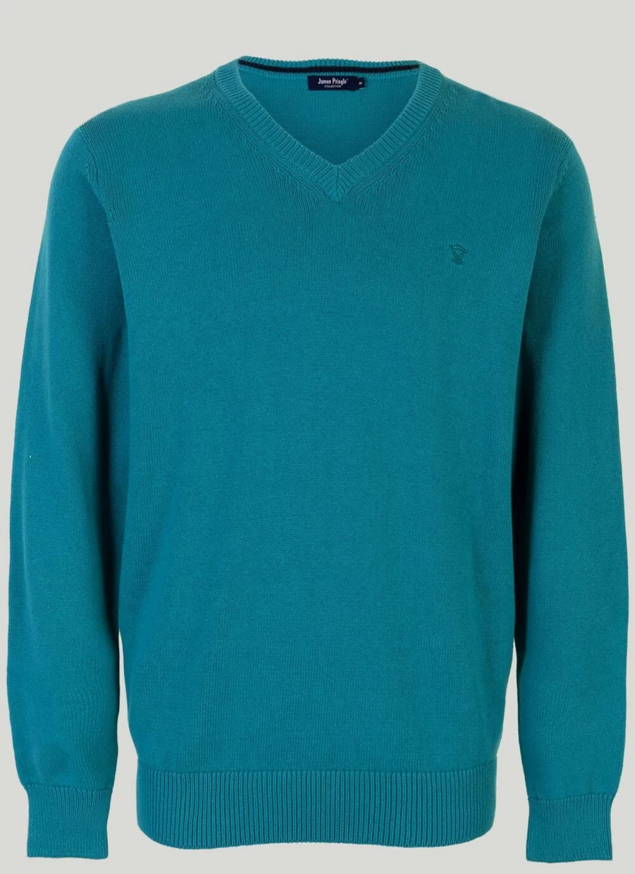 James Pringle Men's Cotton V-Neck Jumper - Soft Casual Knit Sweater