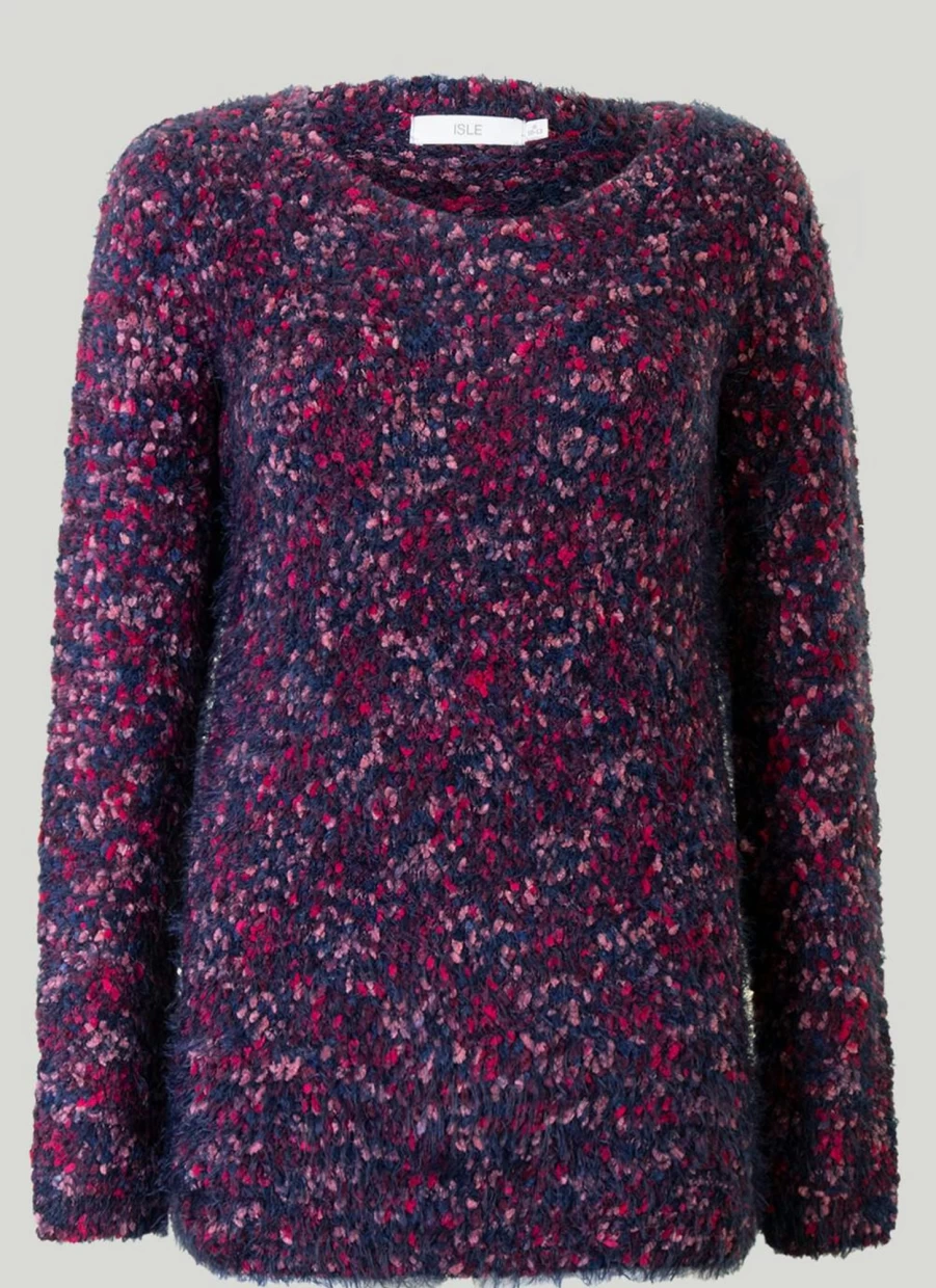 Isle Women's Navy Textured Knit Jumper - Soft Crewneck Sweater