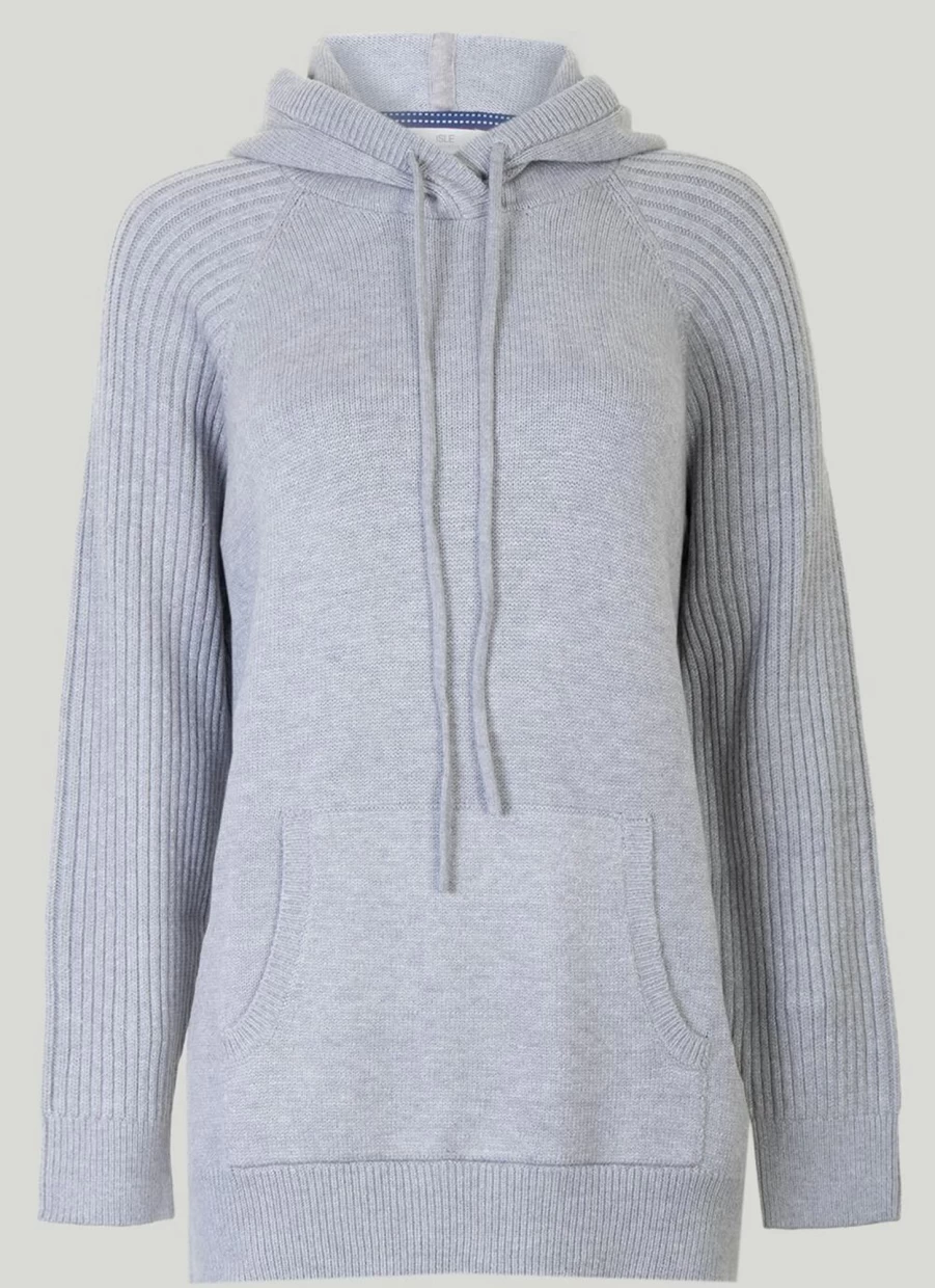 "Isle Loungewear Women's Knitted Hoodie - Cozy Casual Pullover Sweatshirt"