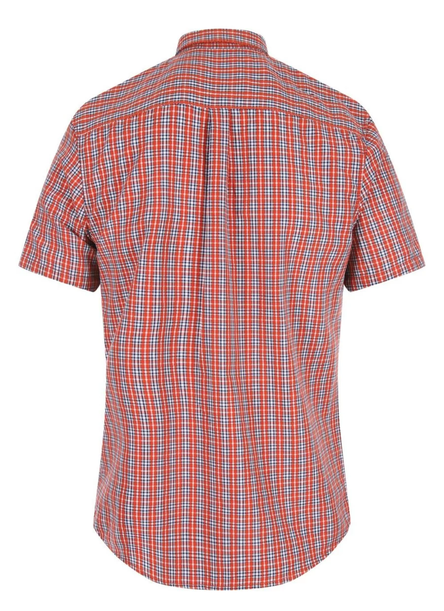 PG FIELD Men's Seersucker Checkered Casual Shirt - Breathable Summer Check Shirt