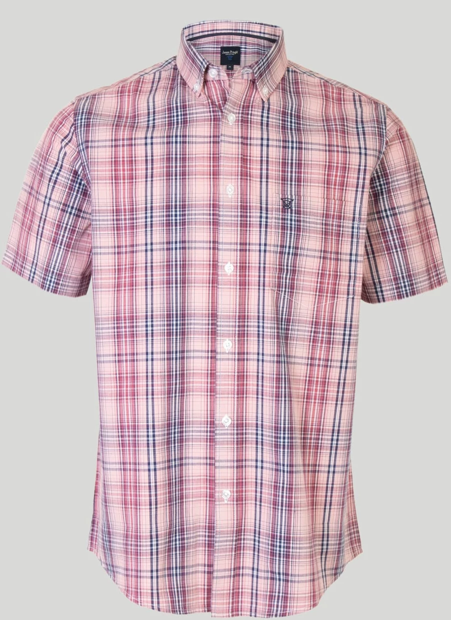 James Pringle Men's Classic Short Sleeve Cotton Shirt - Comfortable Casual Wear
