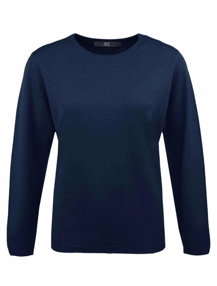 Isle Women's Merino Wool Crew Neck Jumper - Soft & Warm Knit Sweater