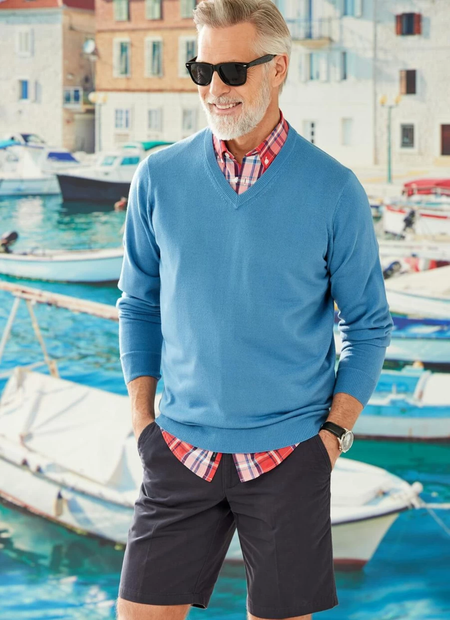 James Pringle Men's V Neck Fine Knit Jumper - Lightweight Slim Fit Sweater