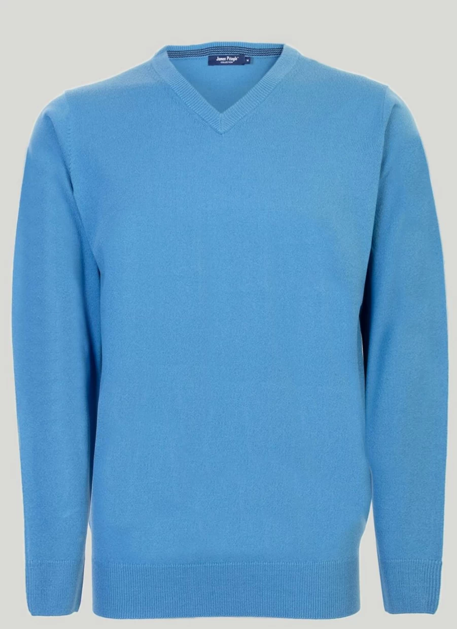 James Pringle Men's V Neck Fine Knit Jumper - Lightweight Slim Fit Sweater