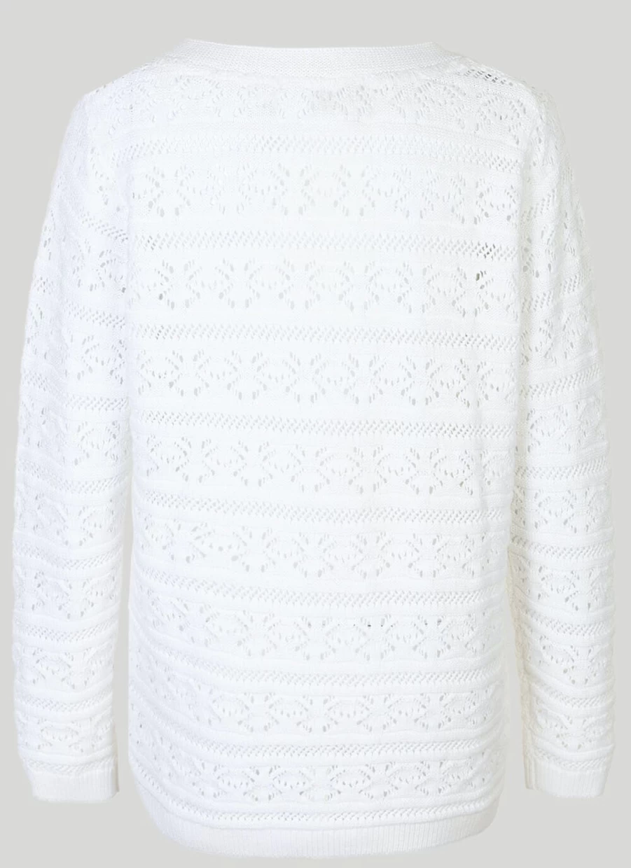 "Isle Women's Ivory Pointelle Knit Cardigan"