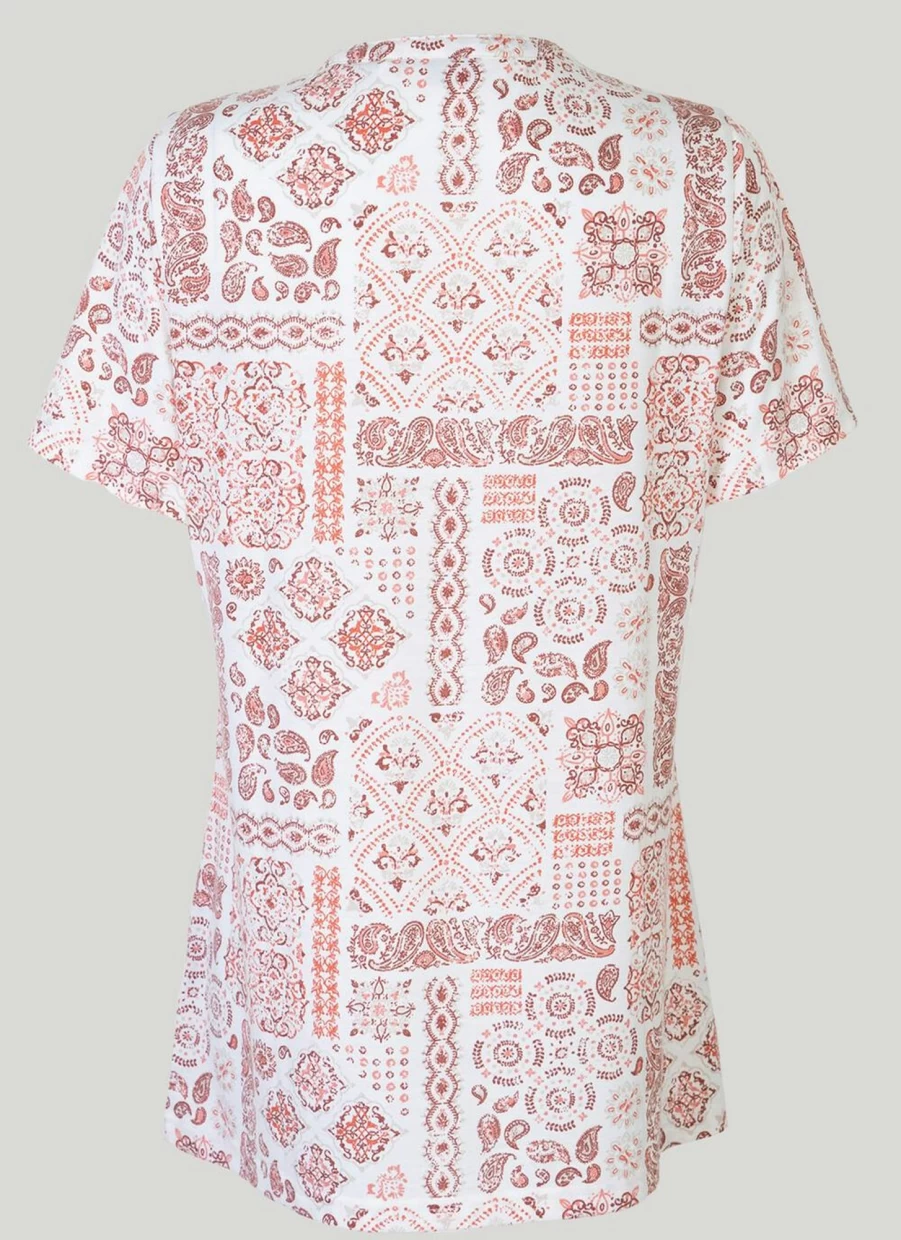 Isle Women's Printed Notch Neck T-Shirt - Stylish Casual Top for Everyday Wear