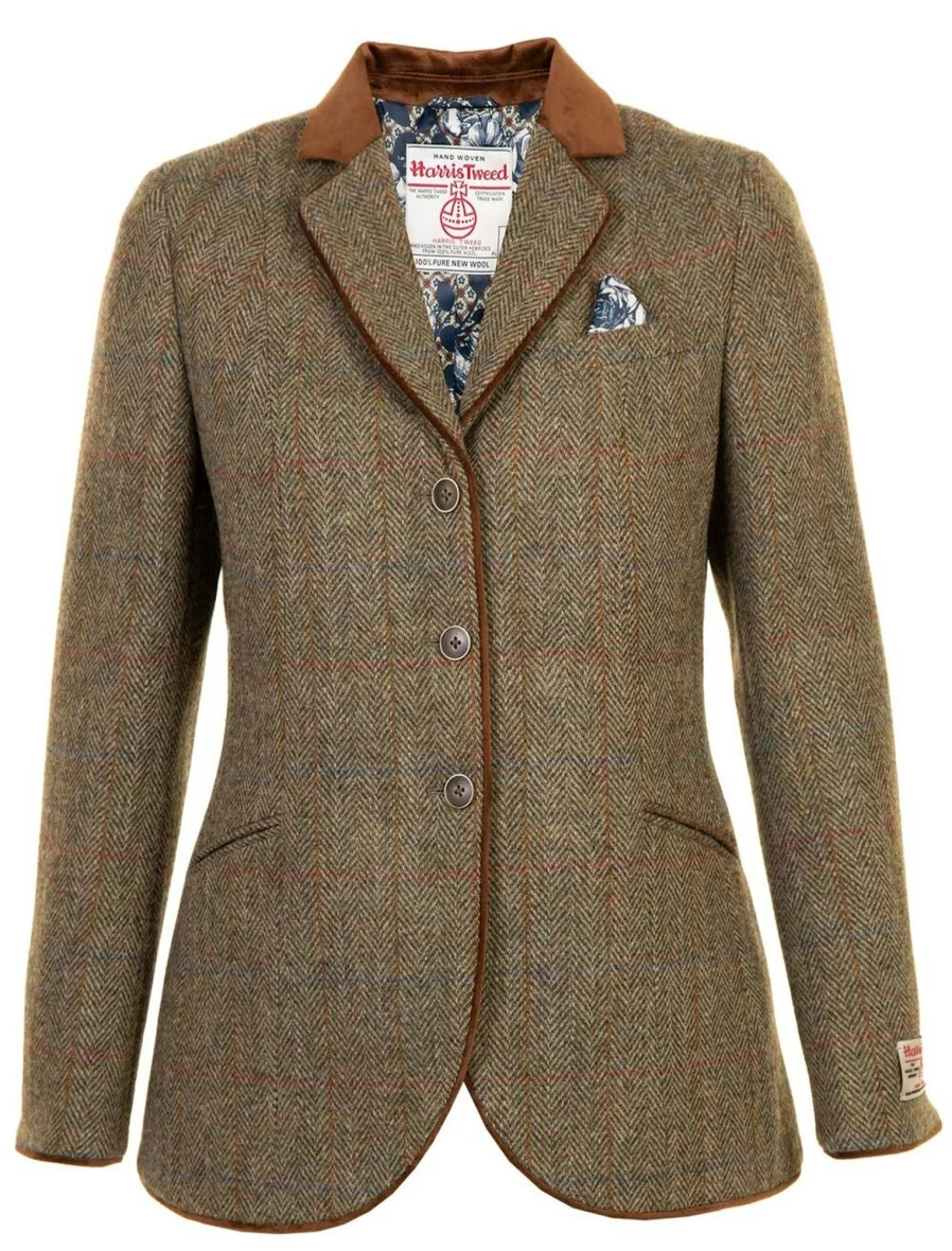 Women's Harris Tweed Hacking Jacket - Classic British Style Coat for Elegant Outfits