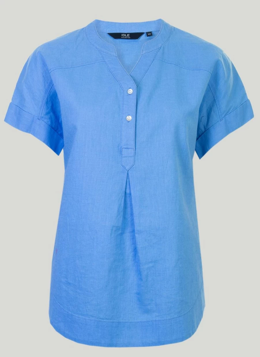 "Isle Women's Blue Blouse - Stylish & Comfortable Top for Everyday Wear"