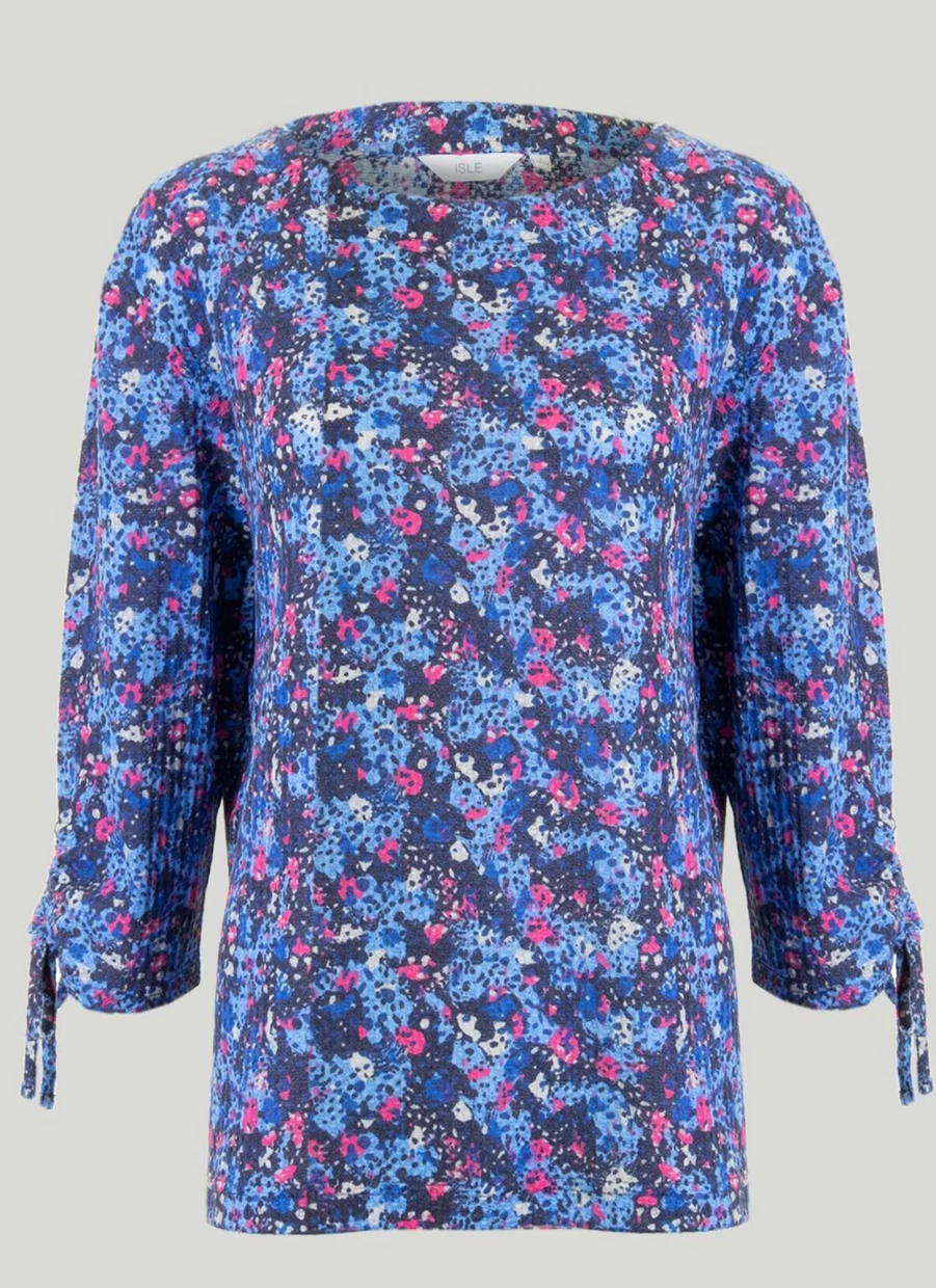 "Isle Women's Tie-Sleeve Printed Blouse – Stylish Floral Print Top"