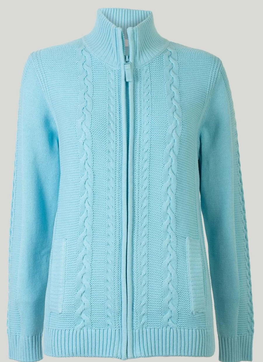 "Isle Women's Cotton Zip-Up Cardigan Soft Comfortable Knit Sweater"