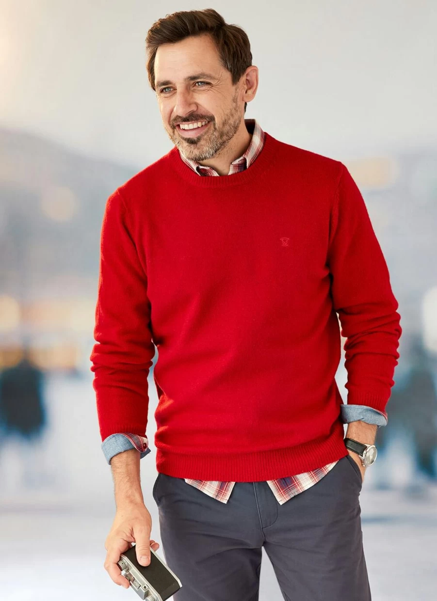 James Pringle Men's Lambswool Crew Neck Jumper - Soft Warm Knit Sweater