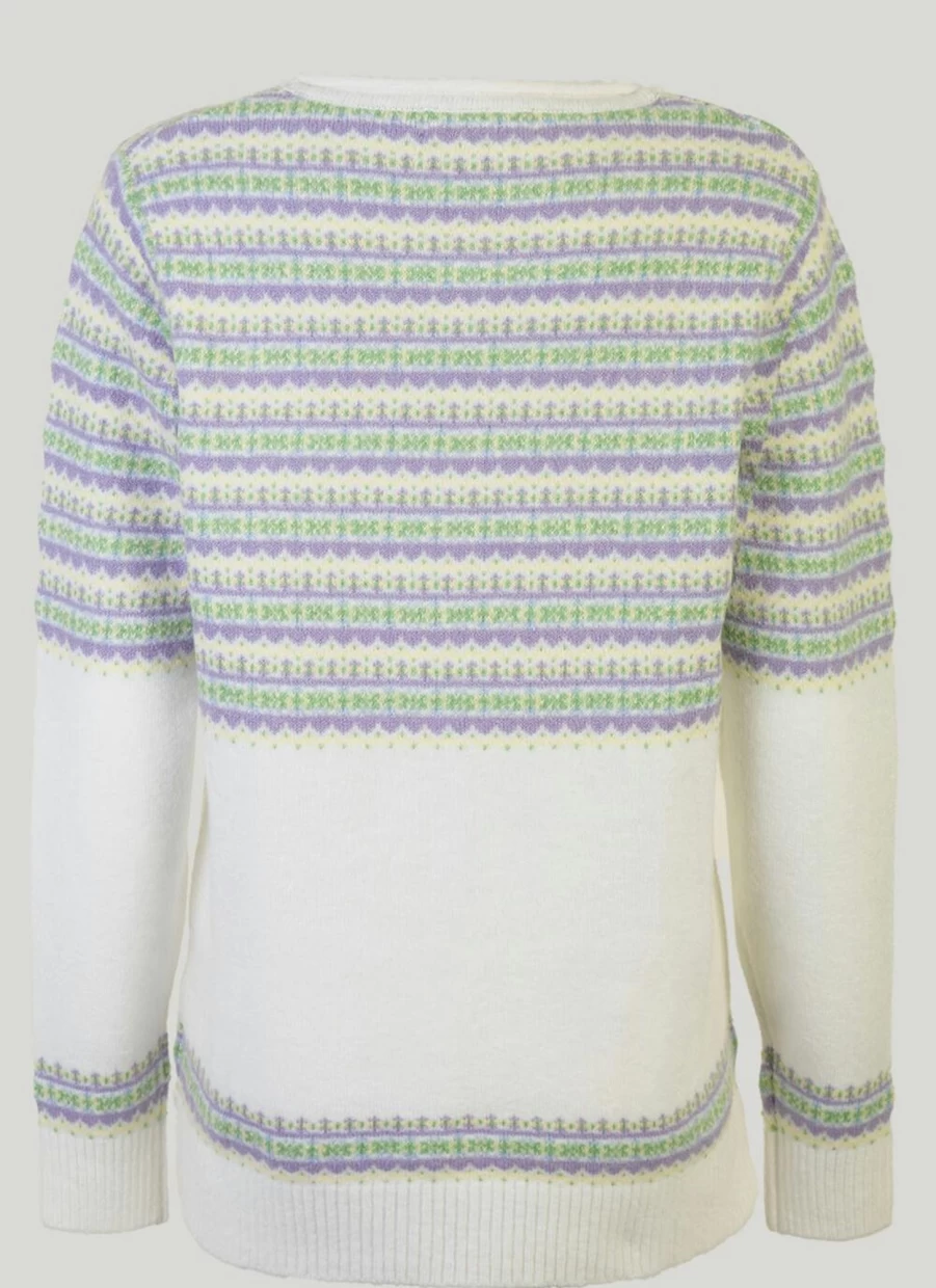 "Isle Women's Fairisle Yoke Knit Sweater - Cozy Winter Pullover"