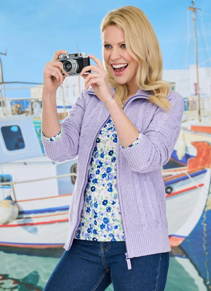 "Isle Women's Cotton Collared Cardigan - Soft Knit Button-Up Sweater"
