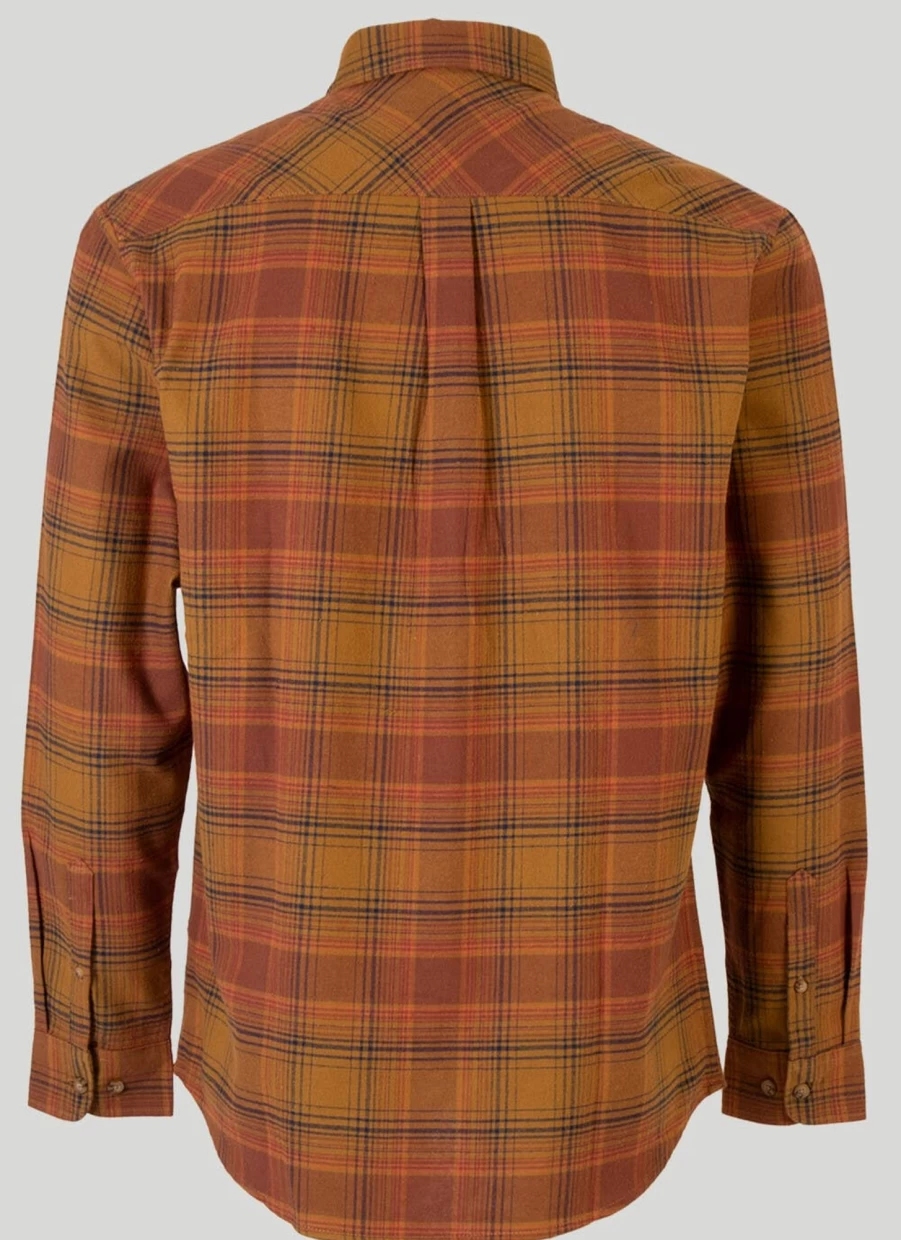 PG Field Men's Flannel Check Shirt - Soft Plaid Long Sleeve Casual Button-Up