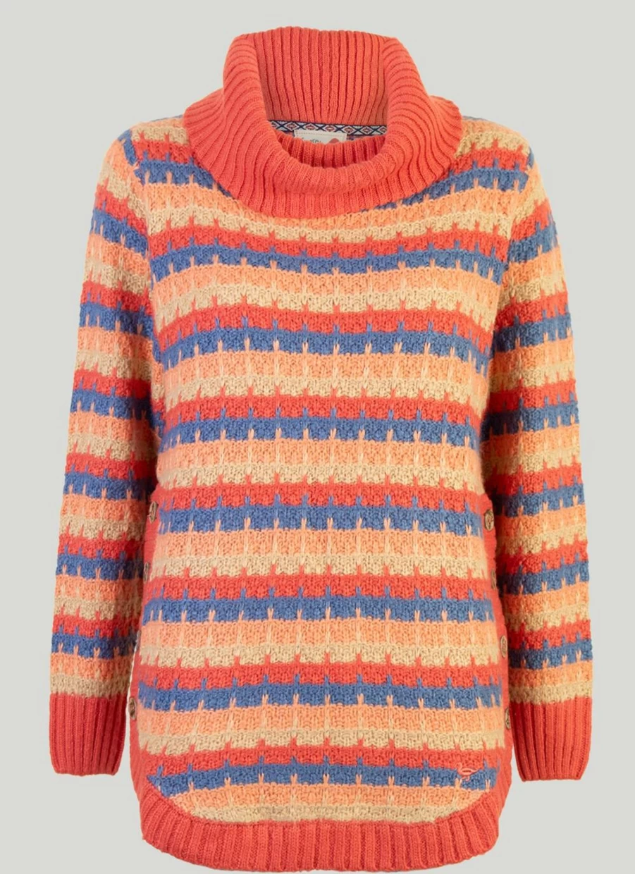 Country Rose Women's Orange Tuck Stitch Knit Jumper Sweater
