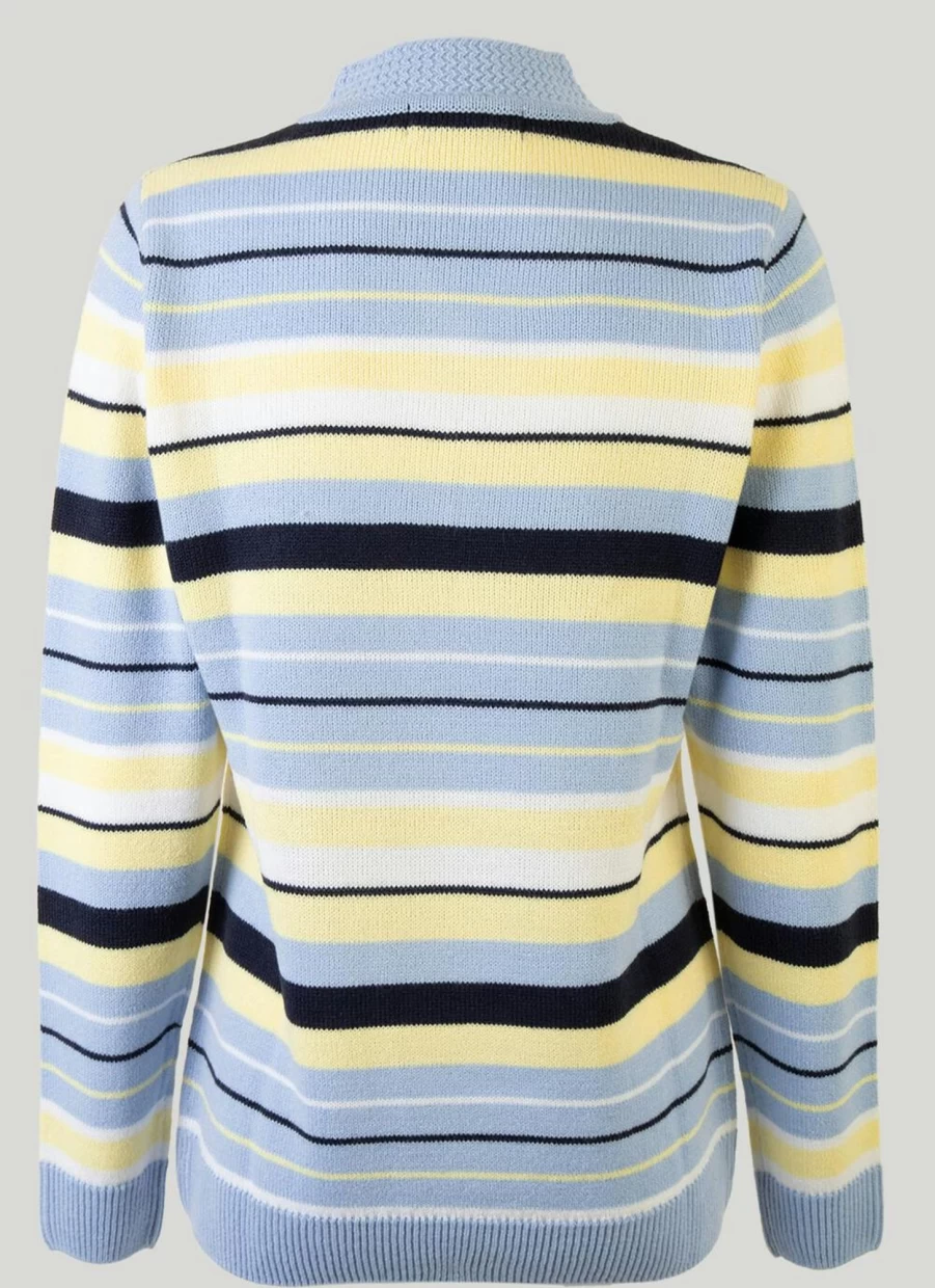 Isle Women's V-Neck Striped Jumper - Soft Knit Casual Sweater