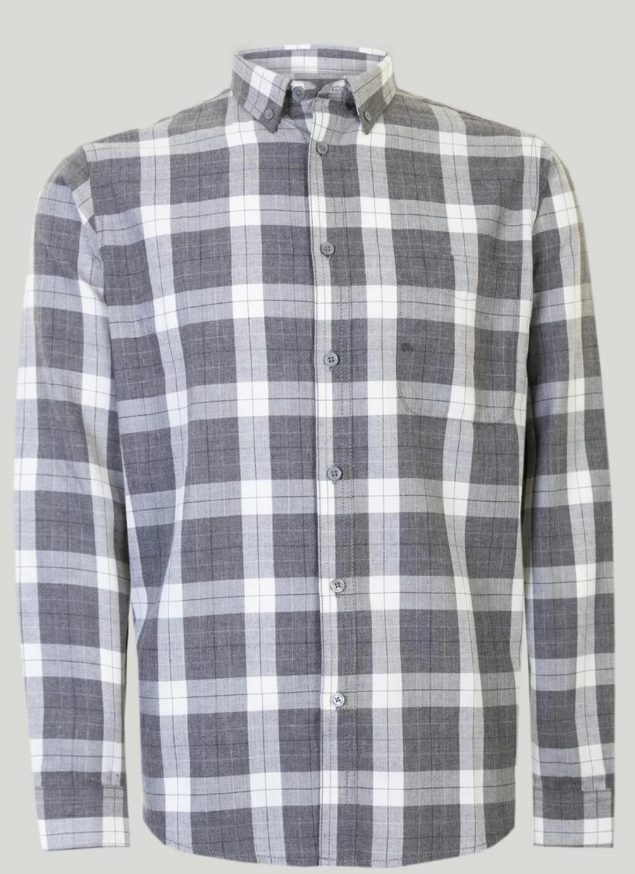 James Pringle Men's Herringbone Check Shirt - Classic Casual Button-Up Shirt