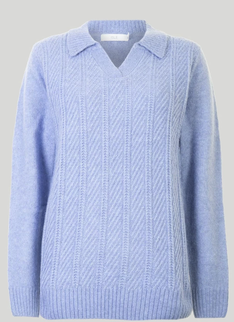 Isle Women's Collared Jumper - Stylish Knit Sweater with Classic Collar Design