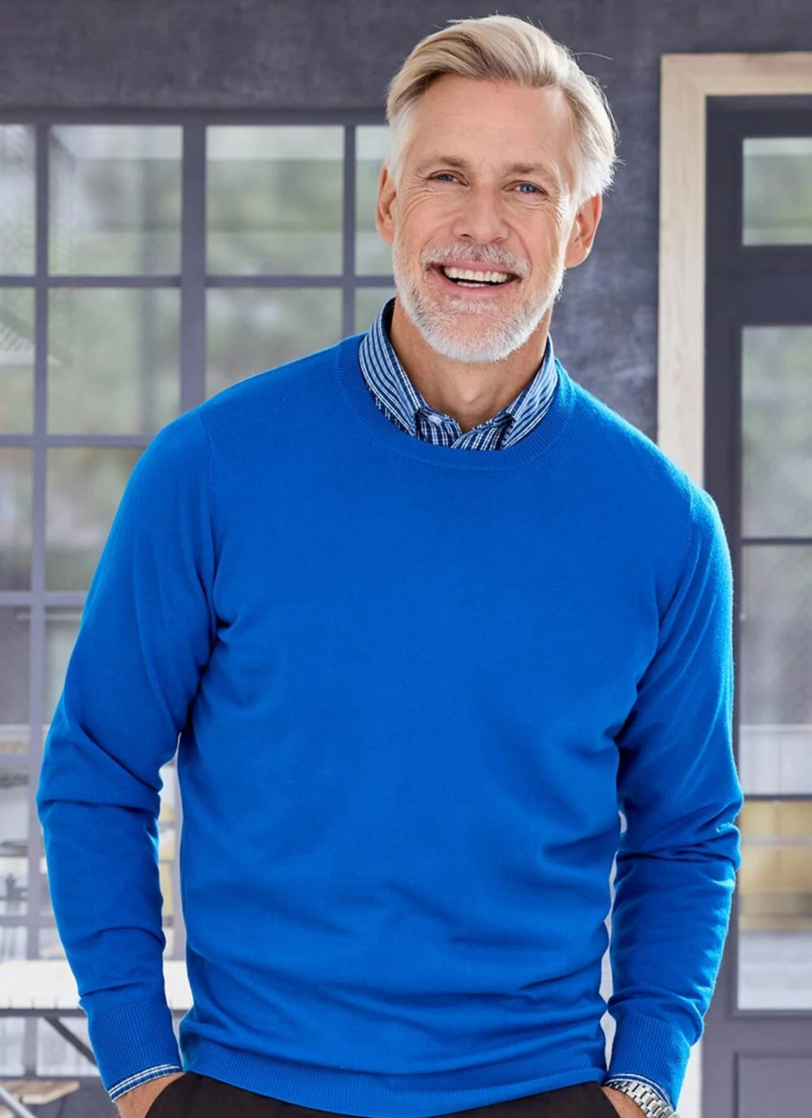 James Pringle Men's Crew Neck Fine Knit Jumper - Soft Slim Fit Sweater