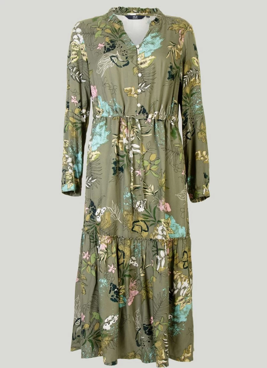 "Isle Women's Printed Tiered Maxi Dress - Floral Summer Boho Chic Dress"