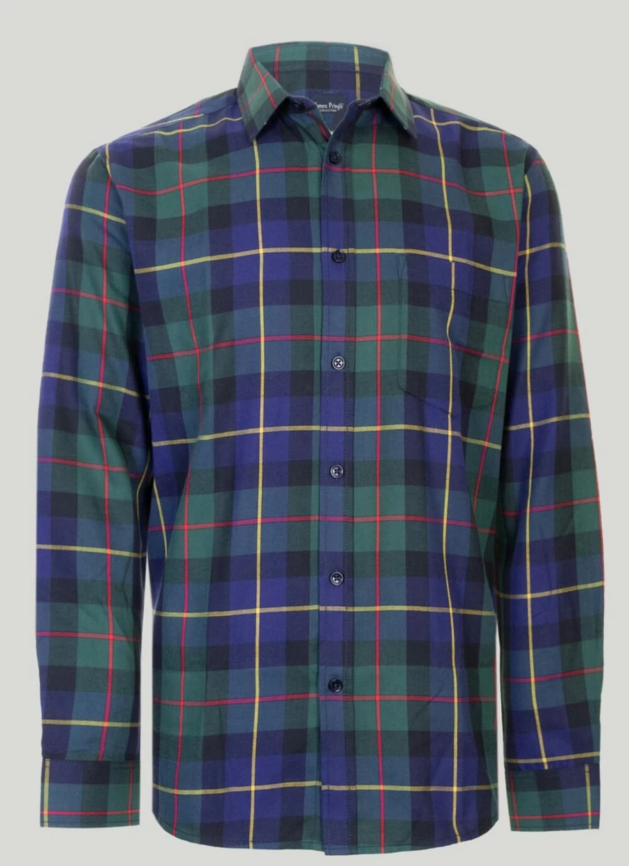 "James Pringle Men's Classic Check Shirt | Premium Cotton Plaid Shirt for Men"