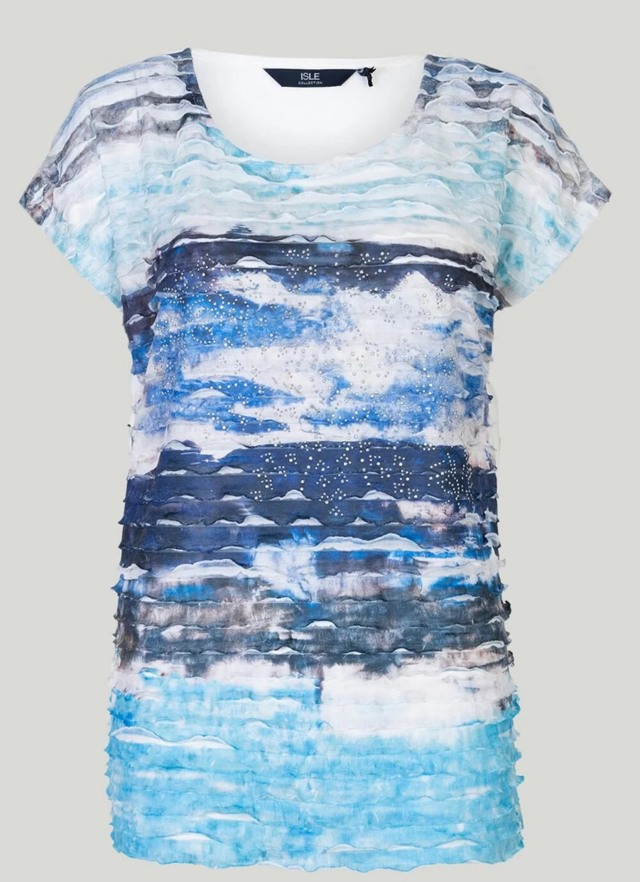 "Isle Women's Textured Embellished T-Shirt | Stylish Detailed Top"