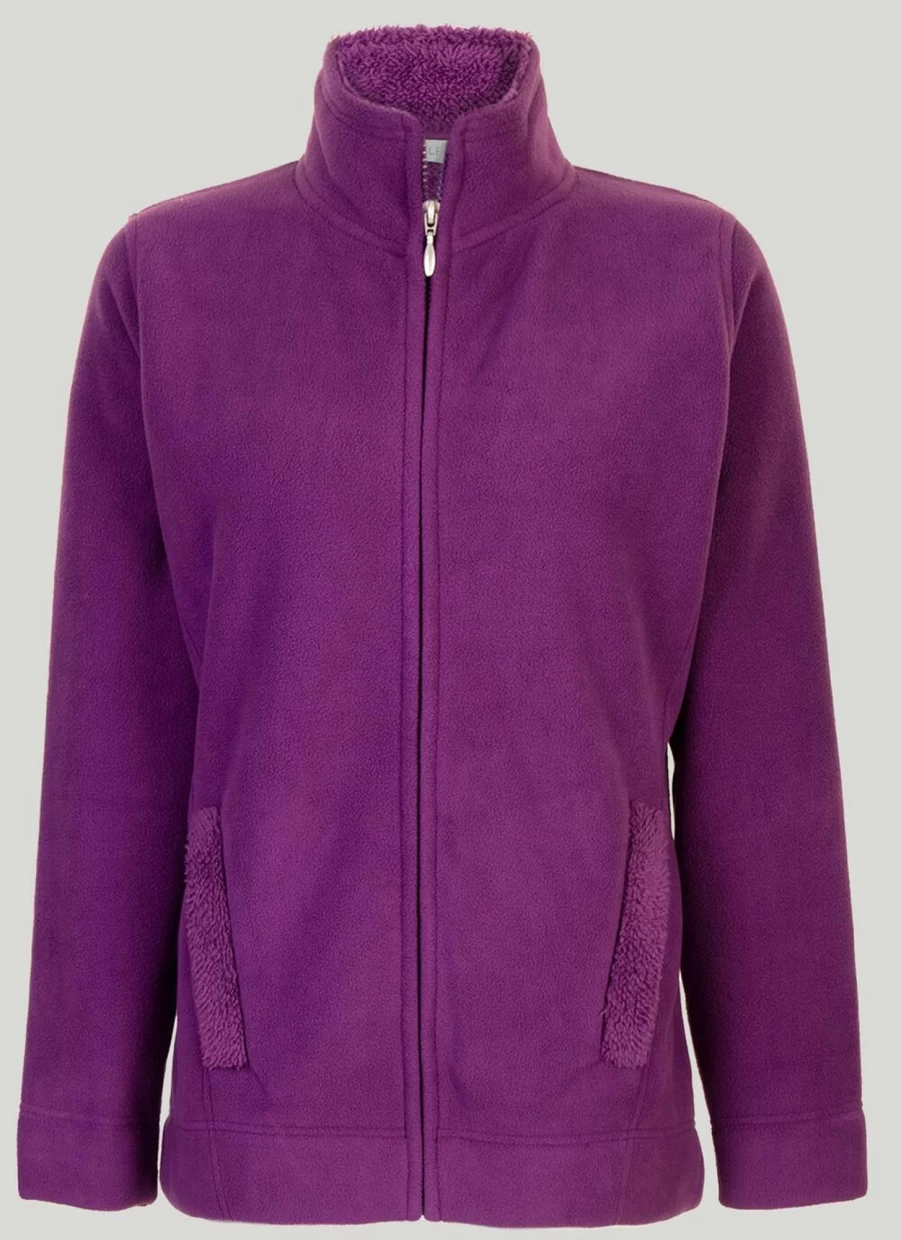 Isle Women's Purple Fleece Jacket - Soft & Warm Winter Coat