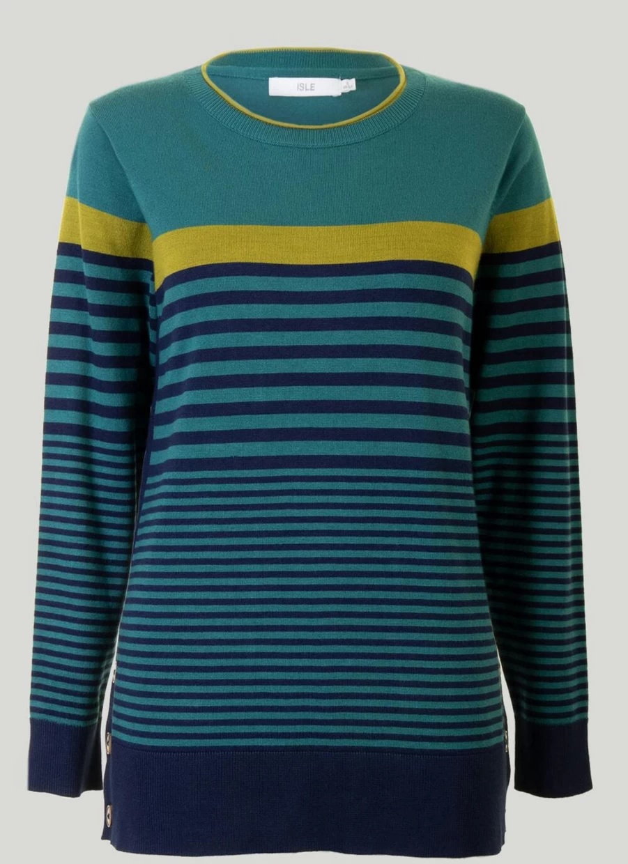 Isle Women's Stripe Jumper - Soft Knit Comfort Fit Sweater