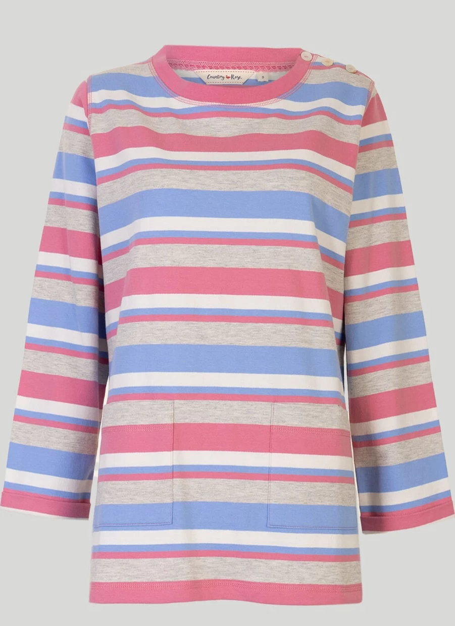 Country Rose Women's Striped Jersey Top - Soft, Comfortable & Stylish Casual Wear