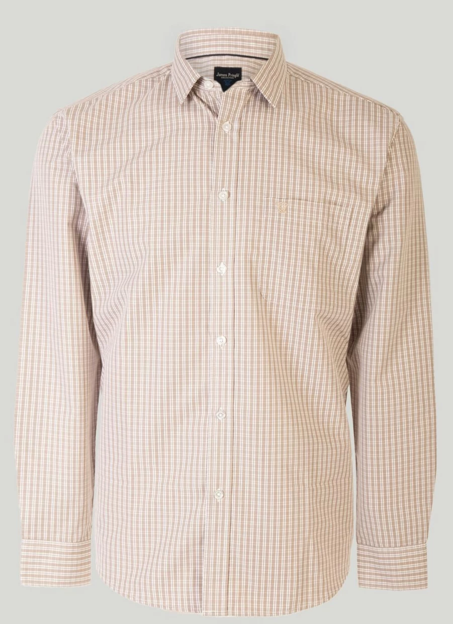 James Pringle Men's Classic Long Sleeve Check Shirt - Premium Tartan Plaid Button Down for Casual & Formal Wear