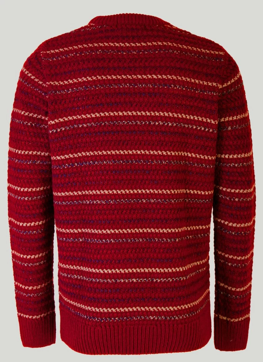 PG Field Men's Textured Stripe Knit Jumper - Casual Slim Fit Sweater