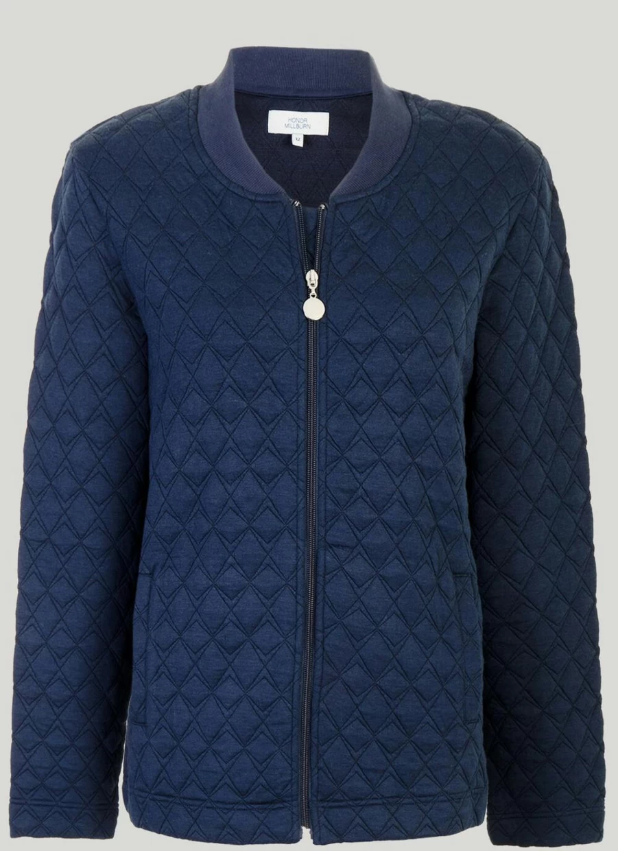 Honor Millburn Women's Zip Front Quilted Jersey Jacket - Lightweight Stylish Outerwear
