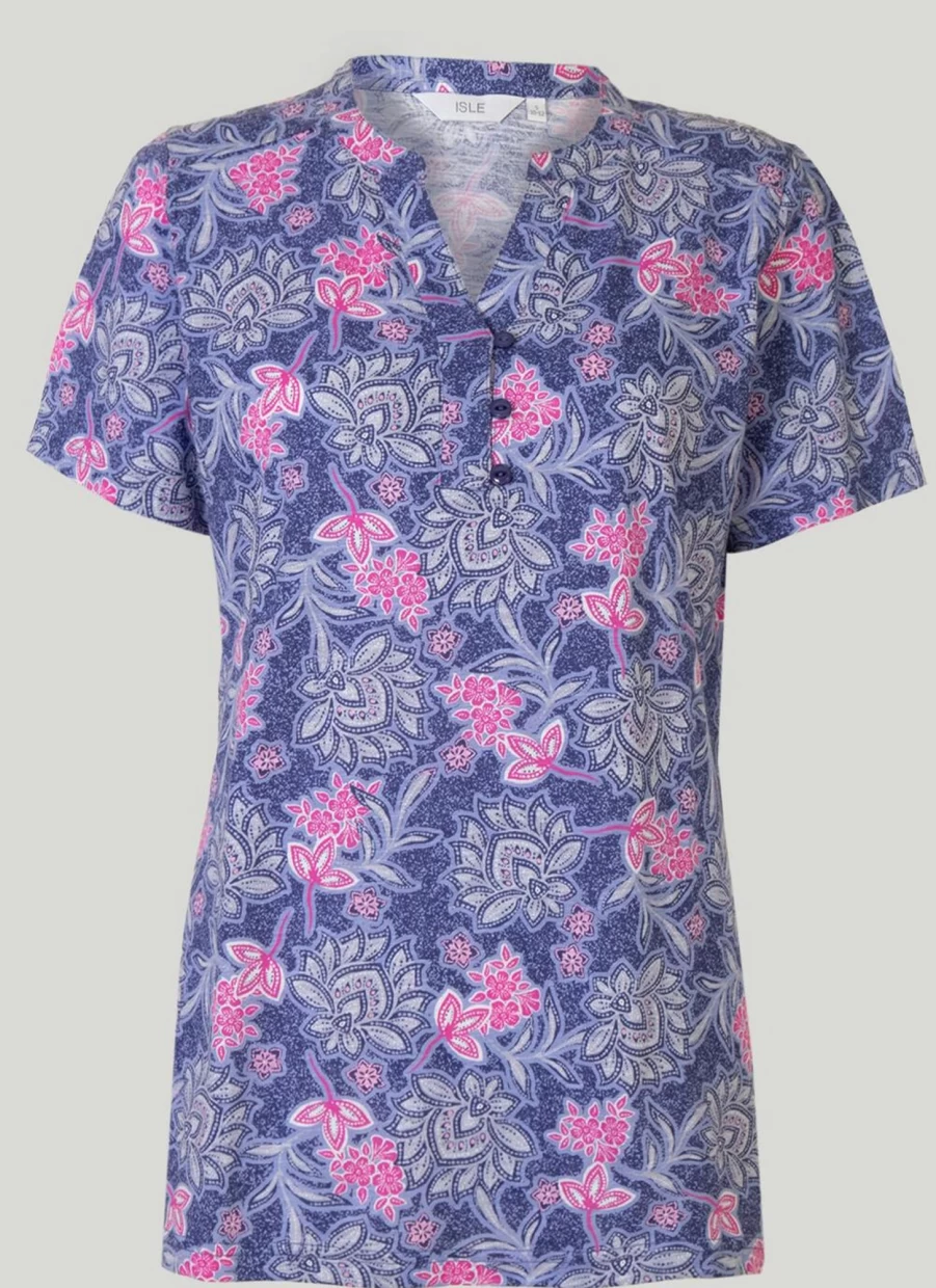 "Isle Women's Printed Button-Up Top - Stylish Casual Blouse for Women"