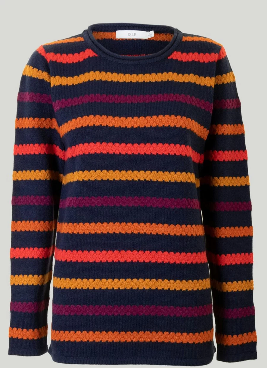 "Isle Women's Textured Stripe Knit Jumper - Soft Casual Sweater"