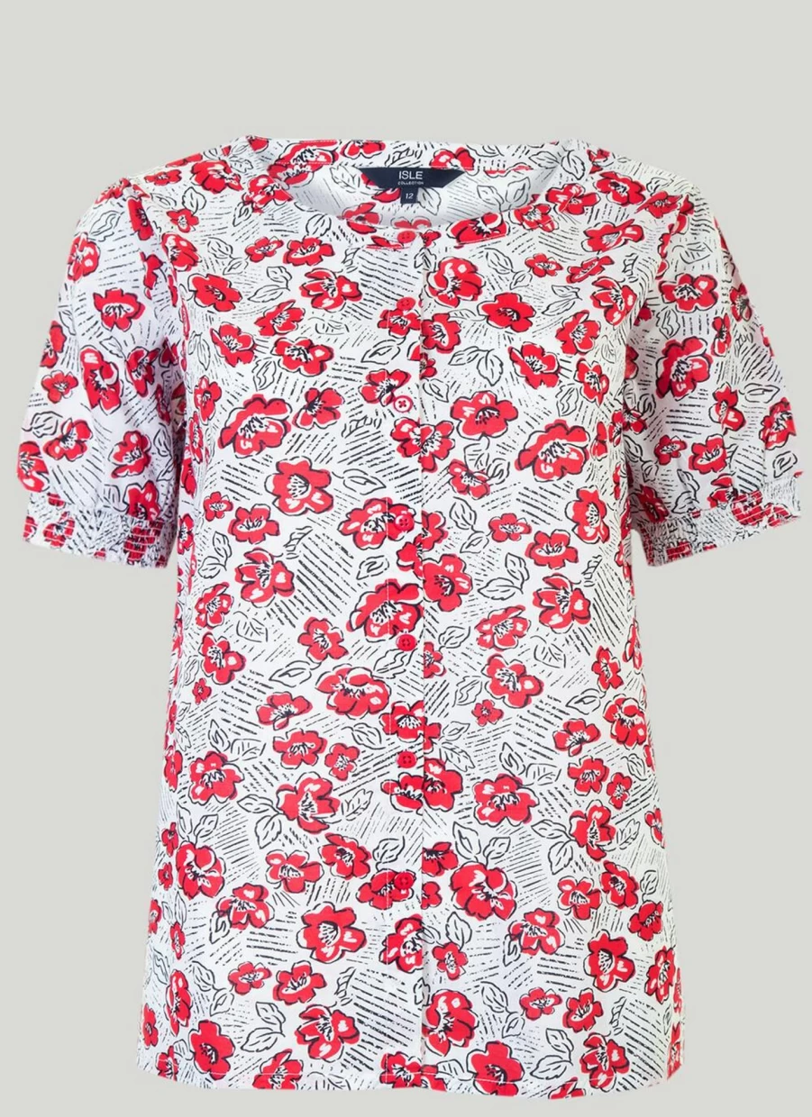 Isle Women's Poppy Print Blouse - Floral Bohemian Tops for Women