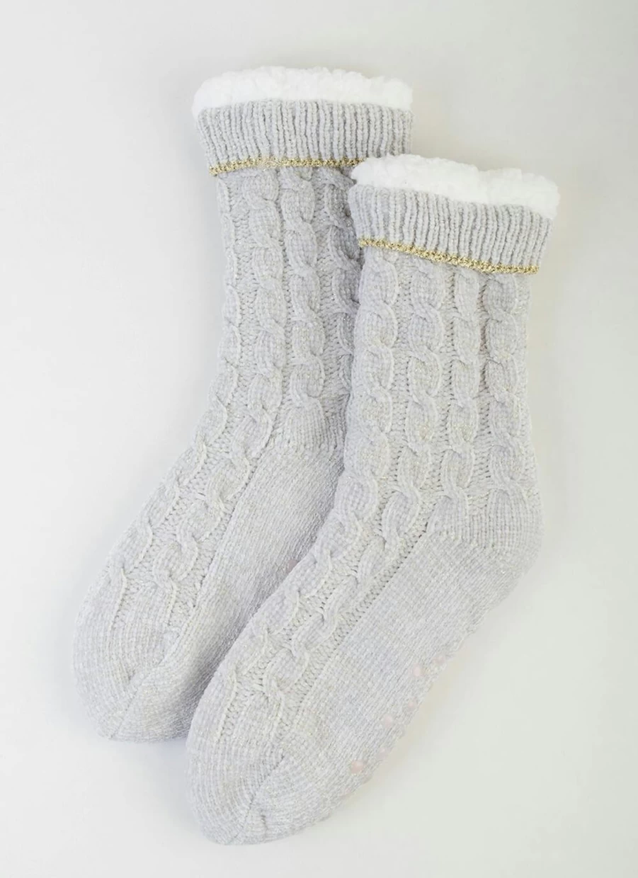 "Isle Women's Plush Chenille Slipper Socks - Cozy Non-Slip House Shoes"