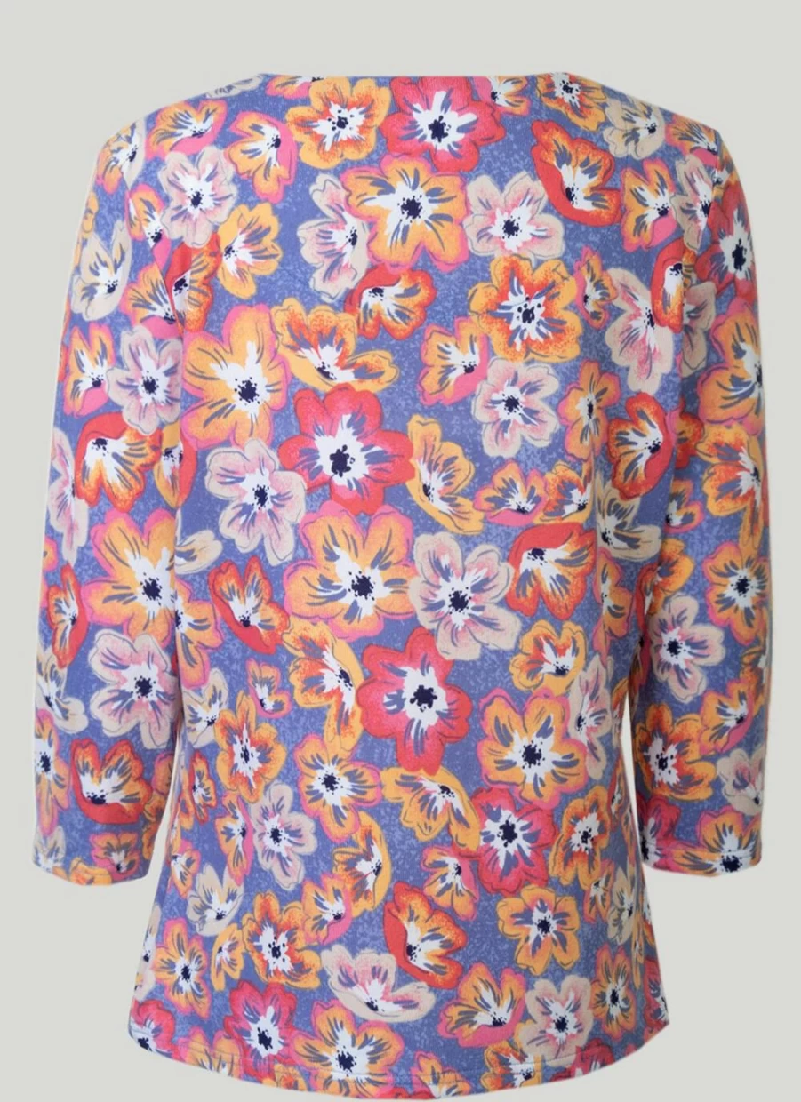 Honor Millburn Women's Printed Statement Necklace Top - Elegant Floral Design Fashion Apparel