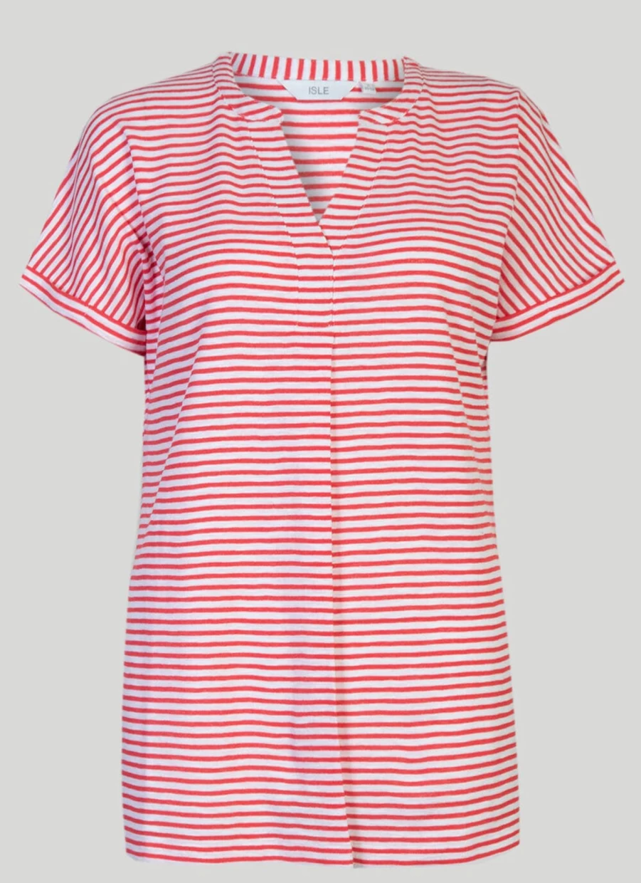 Isle Women's Stripe V-Neck T-Shirt - Soft Cotton Casual Tee