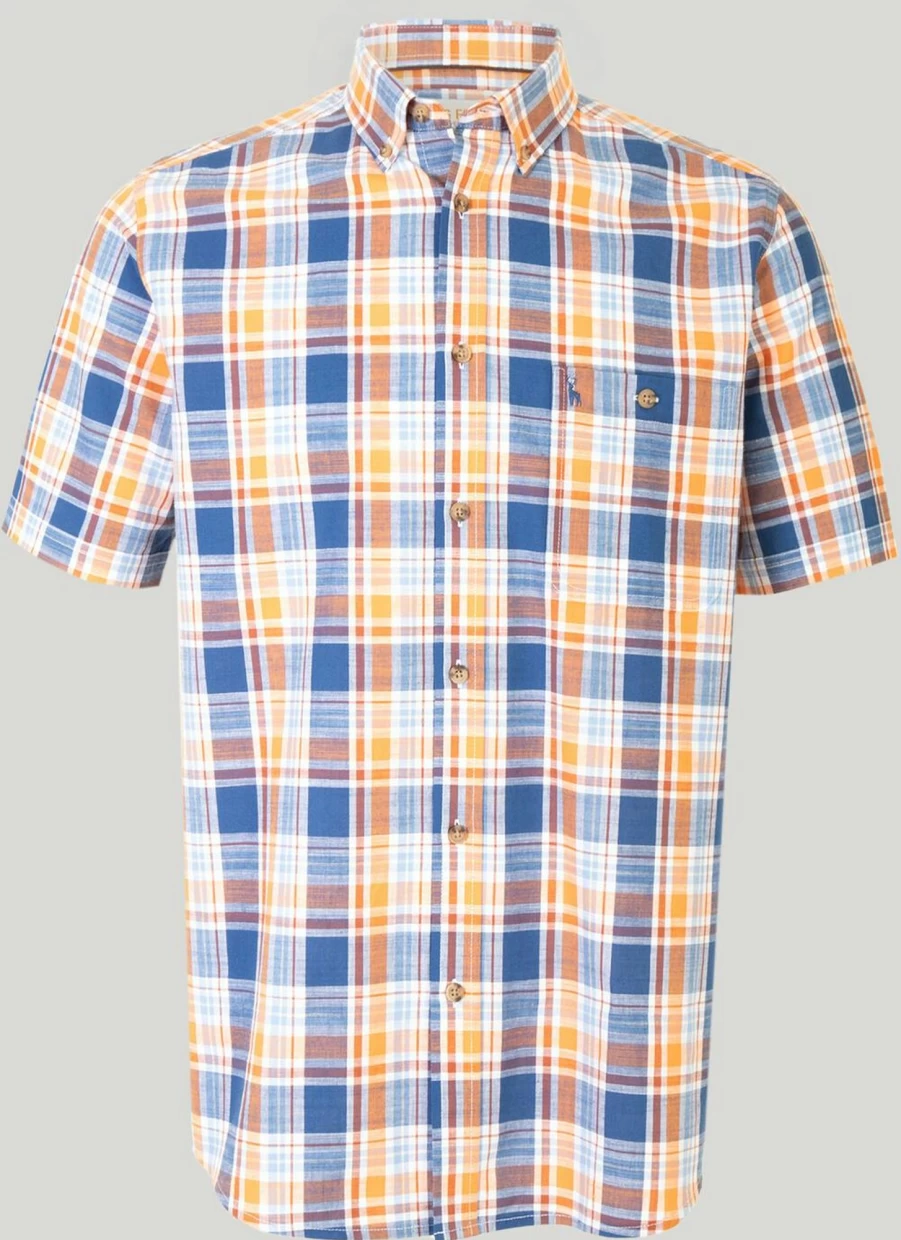 PG Field Men's Cotton Checkered Plaid Shirt - Classic Casual Button-Up