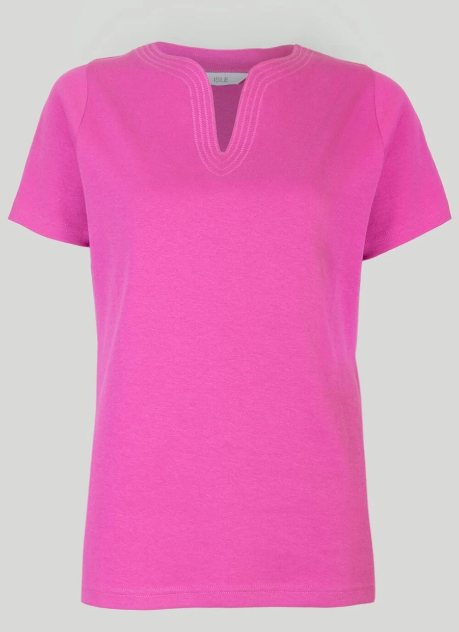 Isle Women's Notch Neck T-Shirt - Stylish Casual Top for Everyday Wear