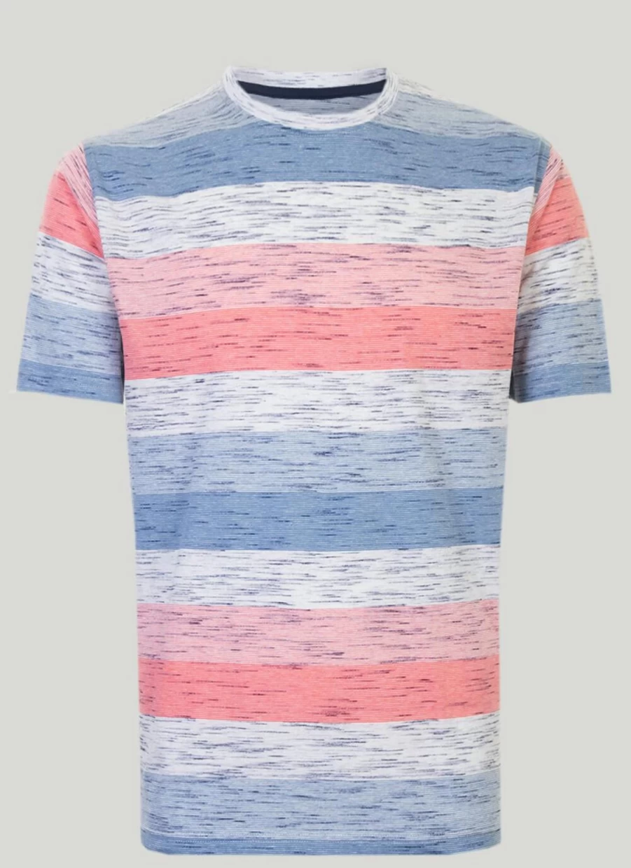 James Pringle Men's Space Dye Stripe Cotton T-Shirt - Casual Striped Tee