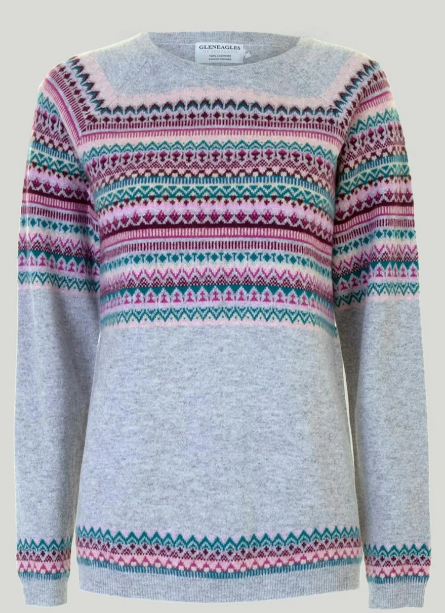 Gleneagles Women's Cashmere Fair Isle Jumper - Soft Luxurious Knit Sweater