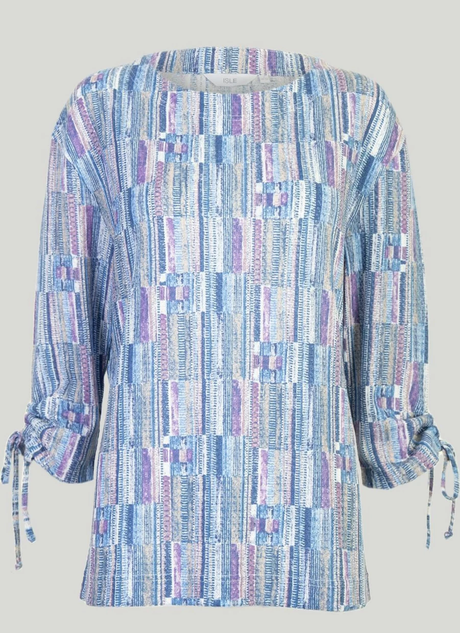 "Isle Women's Stylish Tie-Sleeve Printed Blouse – Floral Pattern Casual Top"