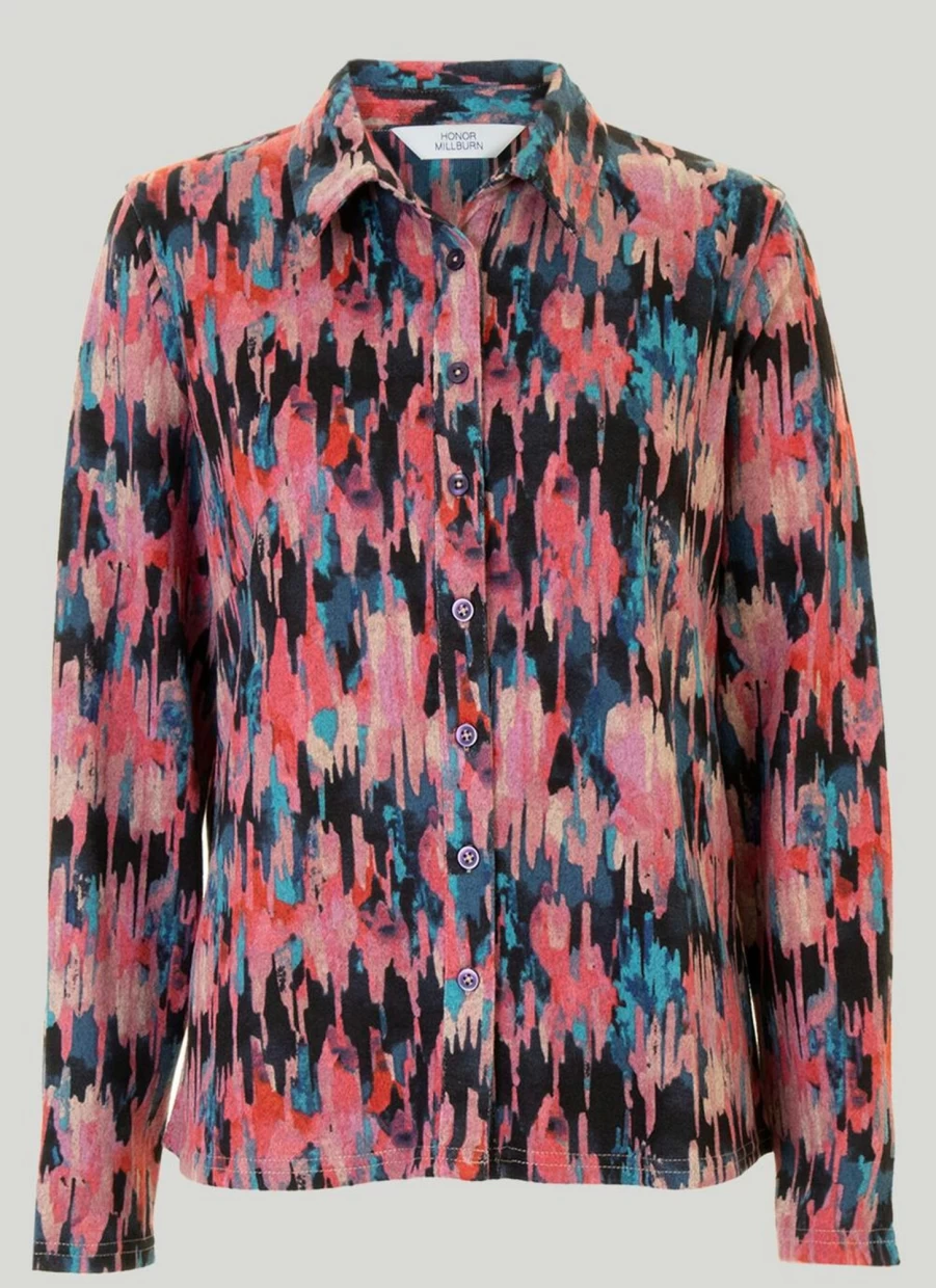 Honor Millburn Women's Printed Jersey Blouse - Stylish & Comfortable Top