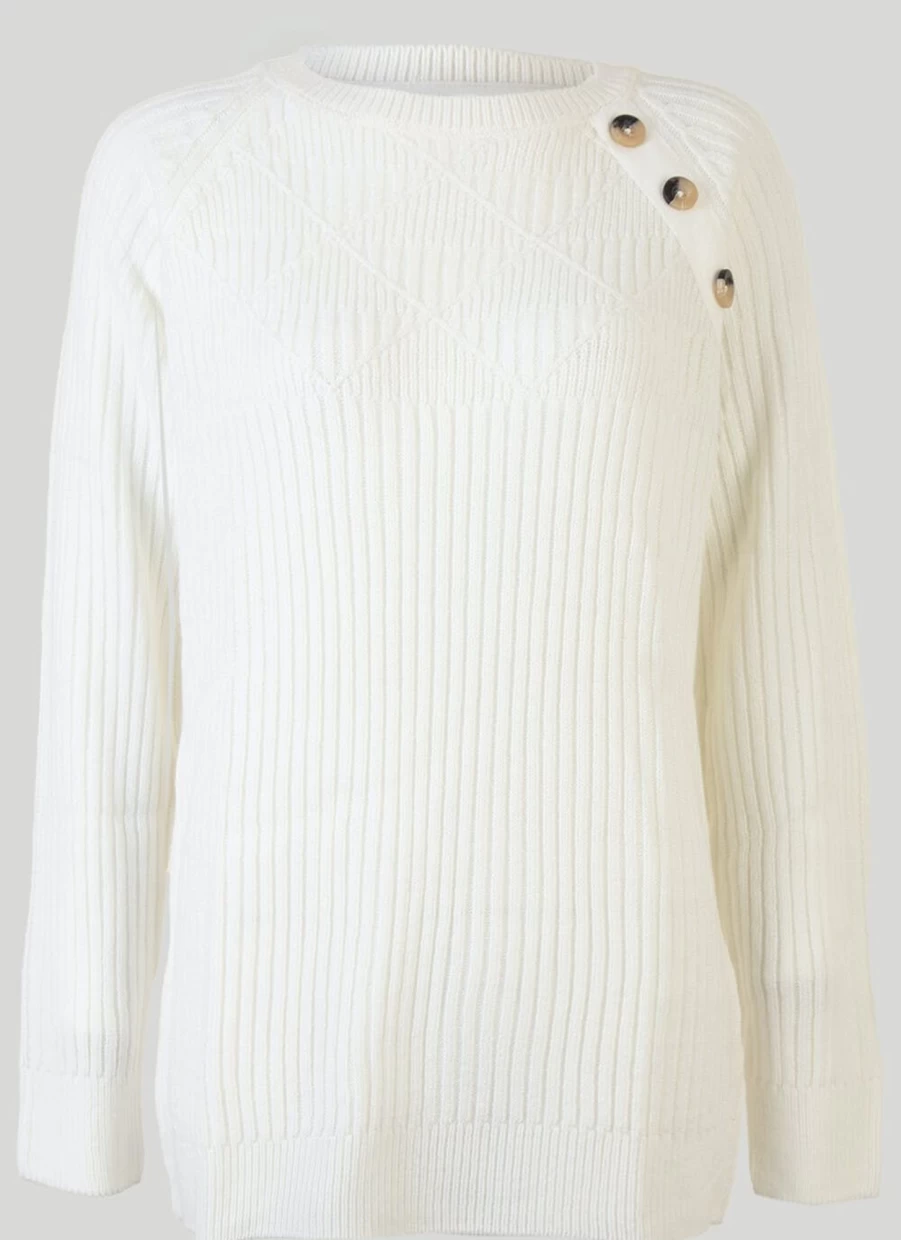 Isle Women's Button Shoulder Jumper - Stylish Knit Sweater for Women