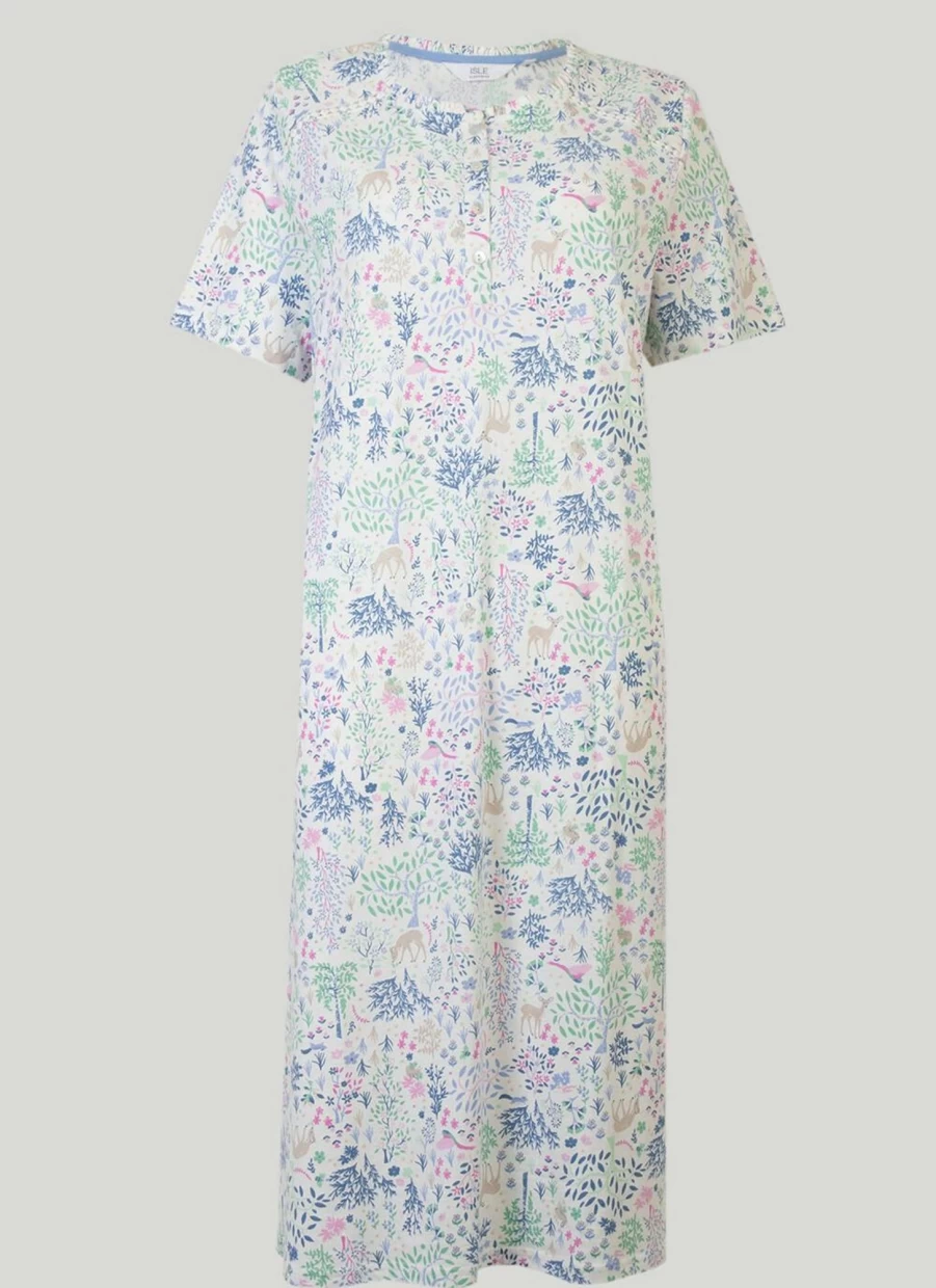 "Isle Women's Forest Print Nightie - Soft Sleepwear & Loungewear"